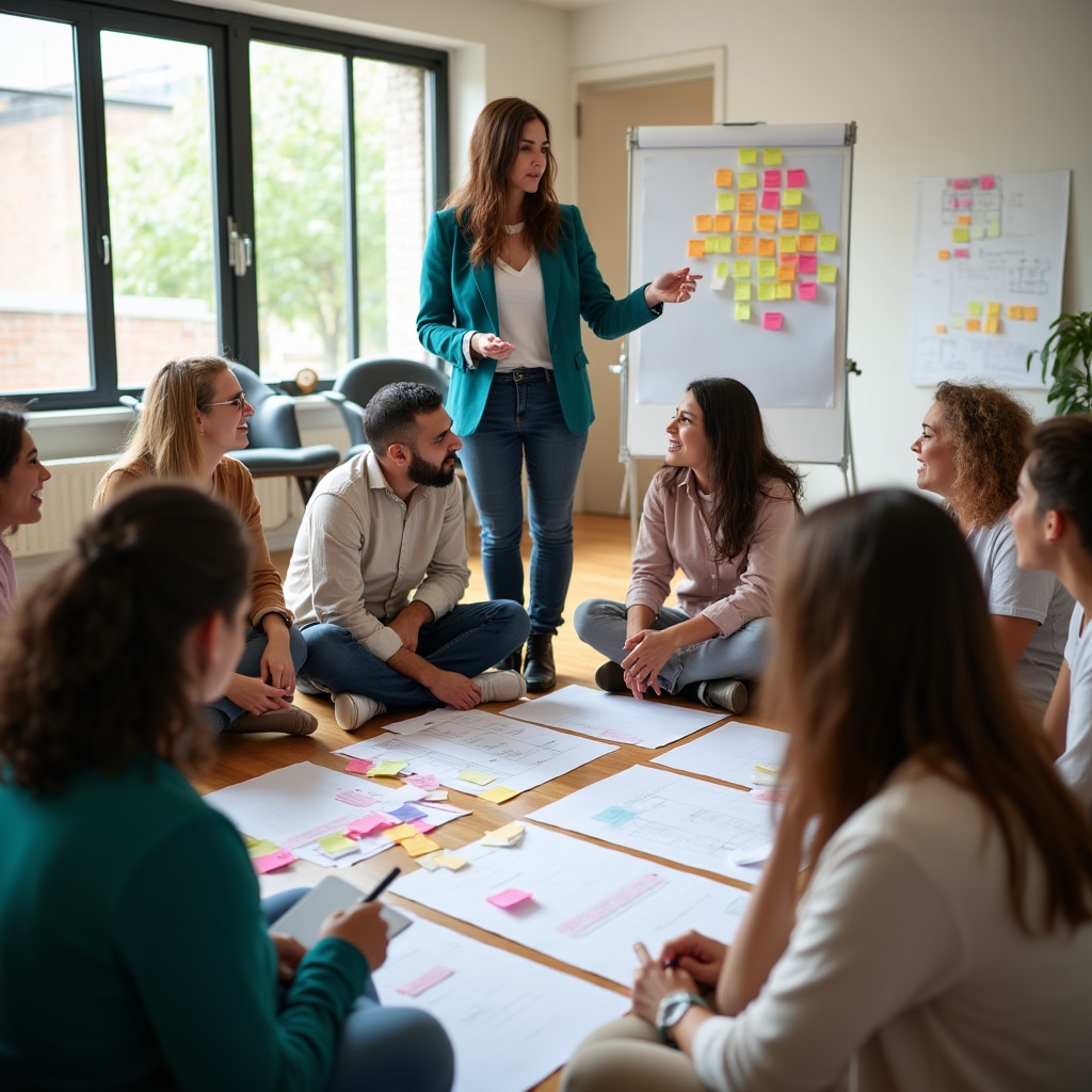Diverse community members participating in an interactive workshop session with a facilitator